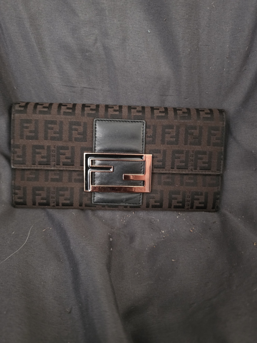 Fendi Brown Monogram Continental Wallet with Mixed Metal Logo